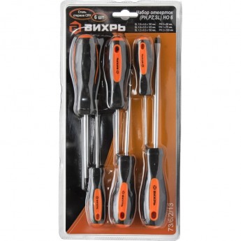 Набор отвёрток ВИХРЬ (PH,PZ,SL), 6 шт